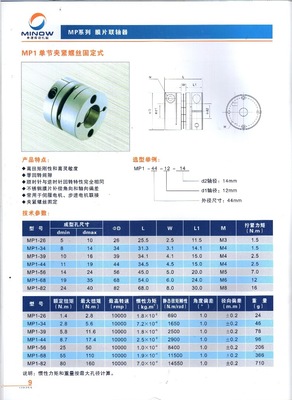 【台州厂家专业生产MP1 单节夹紧螺丝固定式】价格,厂家,图片,联轴器,台州市米诺传动机械-